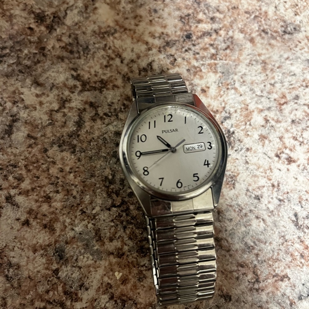 Pulsar Classic Silver Watch with White Dial